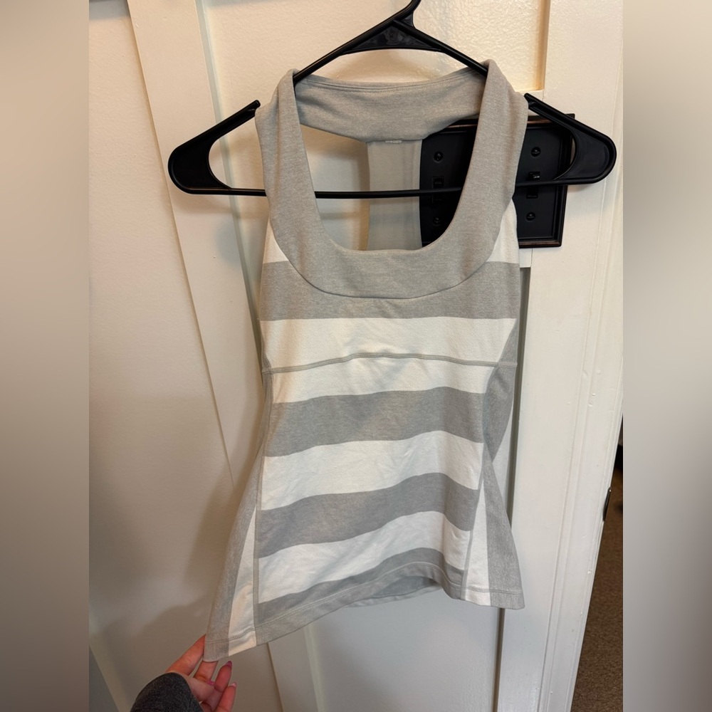Gray and White Striped lululemon tank